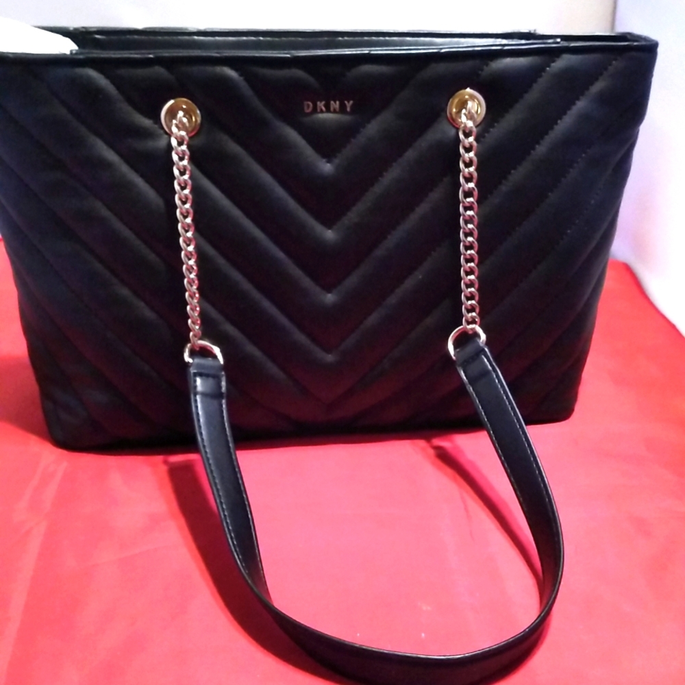 DKNY silver and black bag